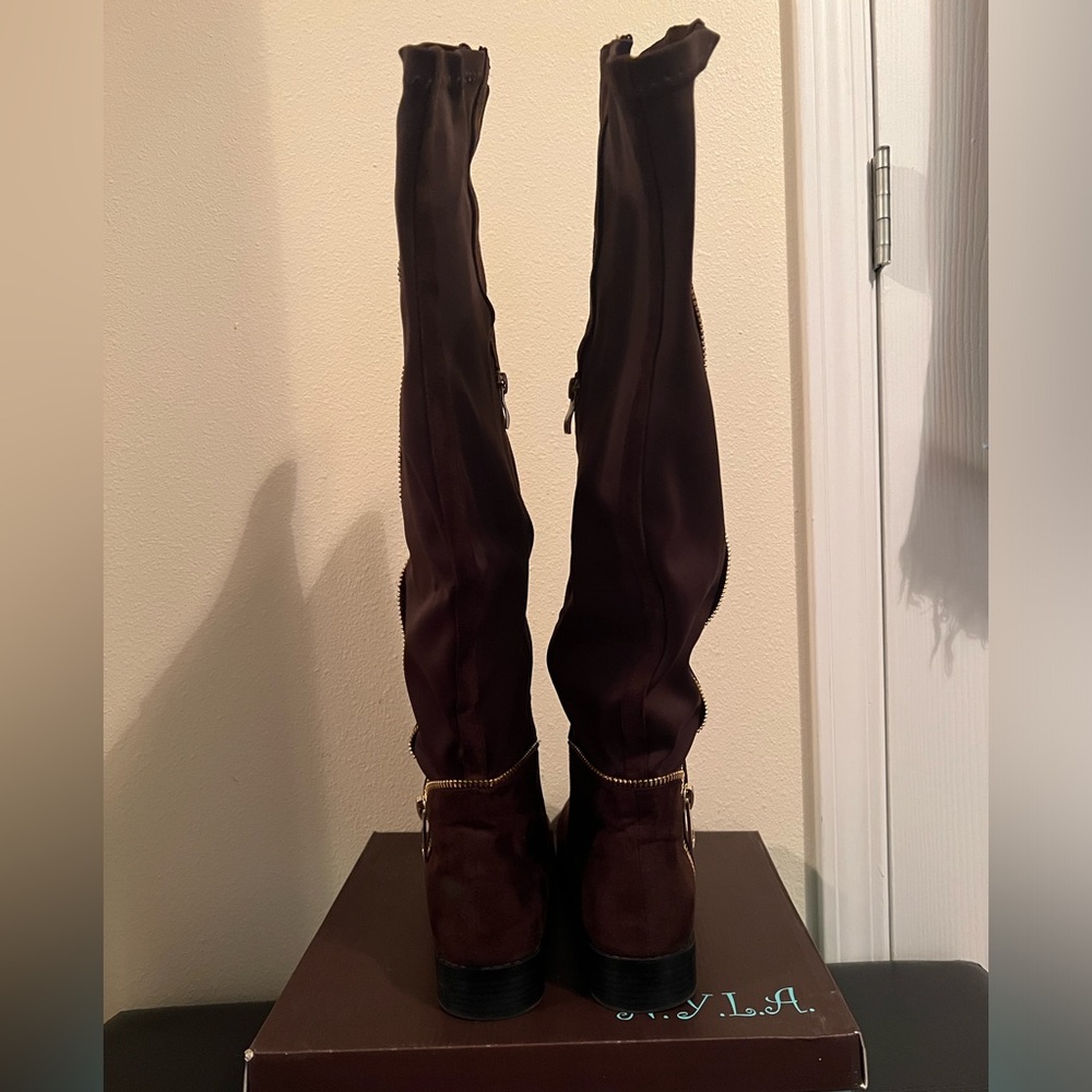 Over the knee suede boots